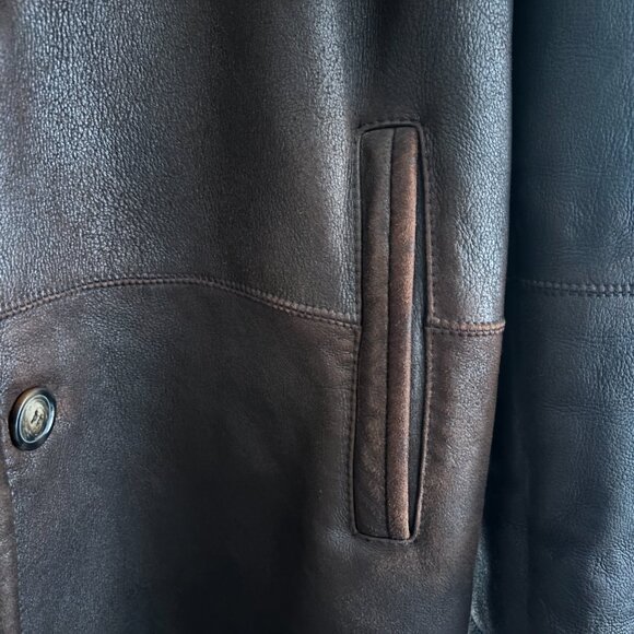 VTG Harry Rosen Brown Lambskin Button-up Shearling Jacket/Coat- 40/Medium -Large - Picture 15 of 16